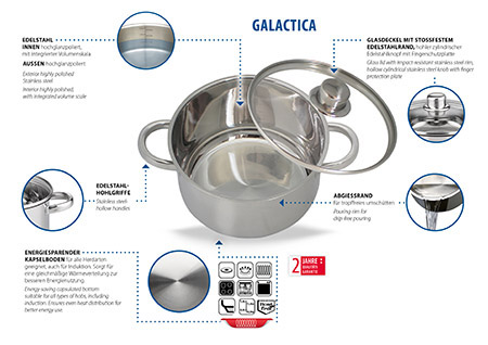 Topfset Galactica 15-teilig, Edelstahl