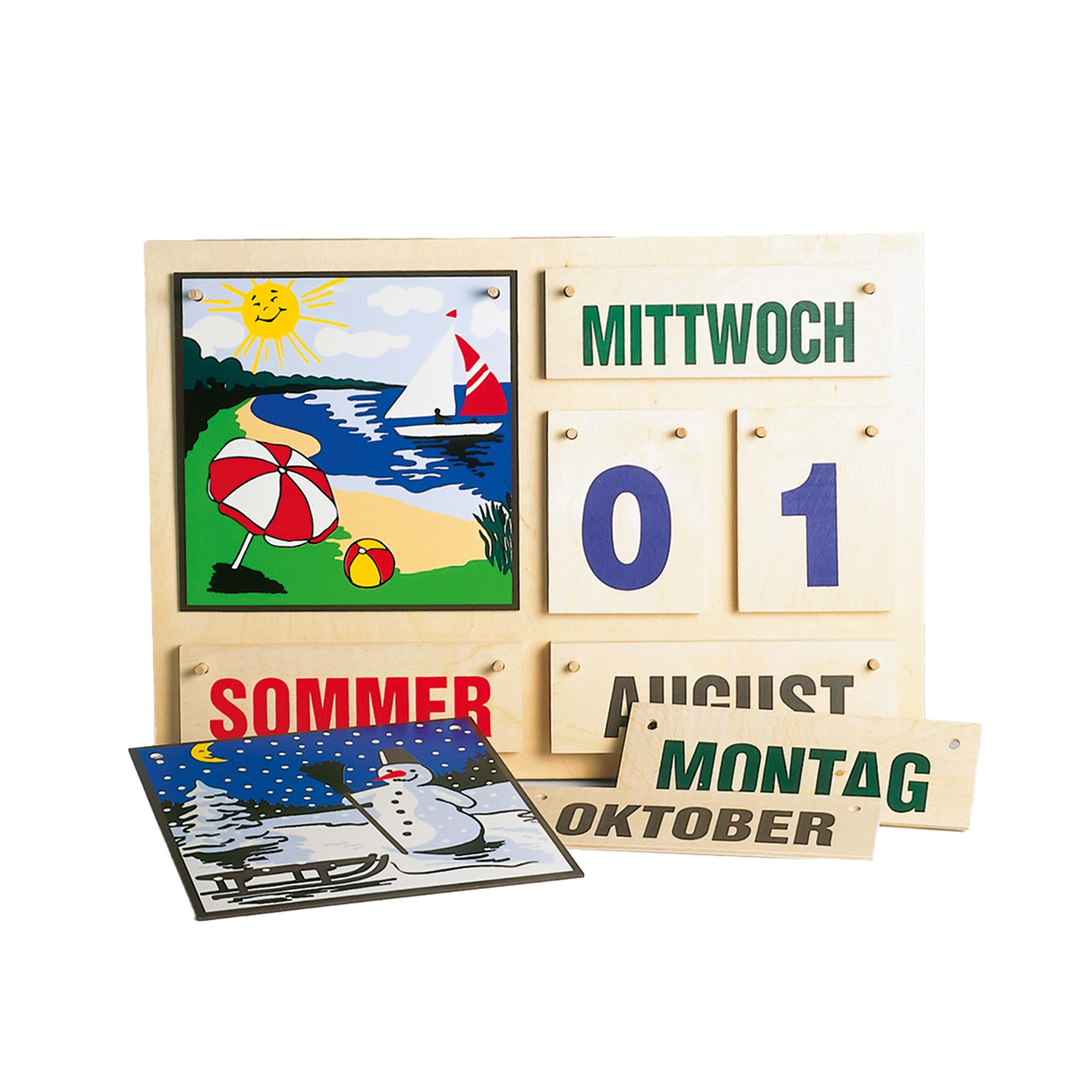 Jahreskalender aus Holz, 21 Teile