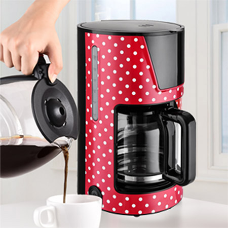 Kaffeemaschine rot/weiße Punkte, 1,5 L, 900W