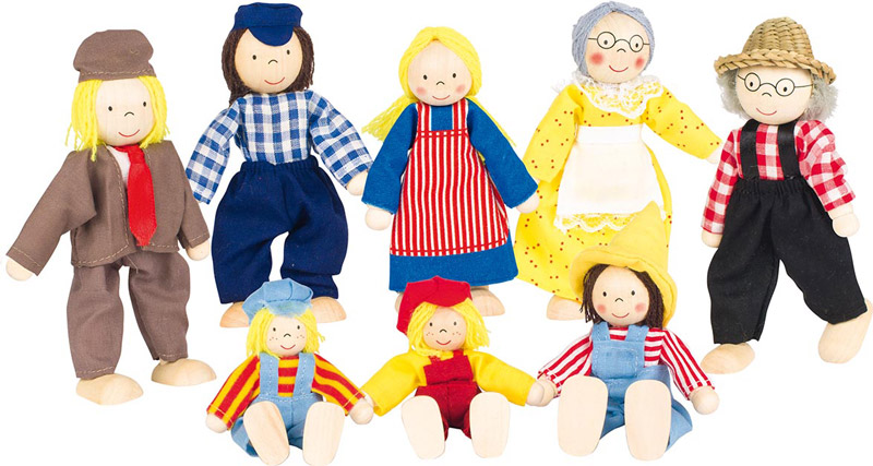 Biegepuppen Bauernfamilie, 8-teilig
