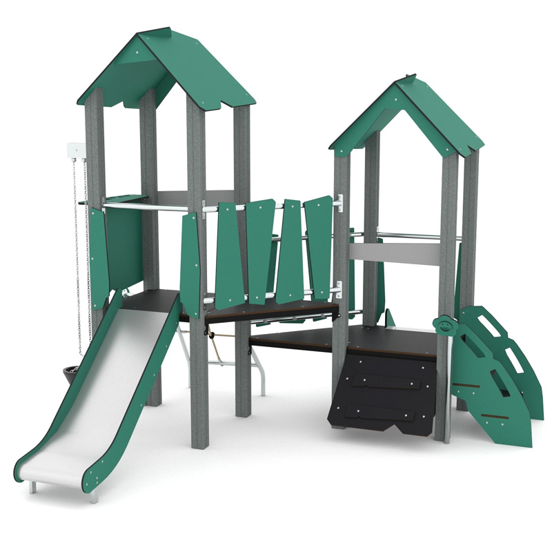 U3 Spielturmanlage mit Treppe und 2 Rutschen