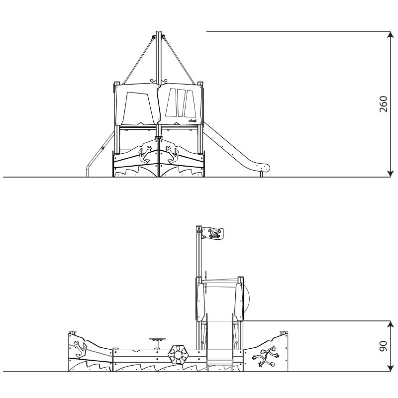 Spielschiff mit Rutsche
