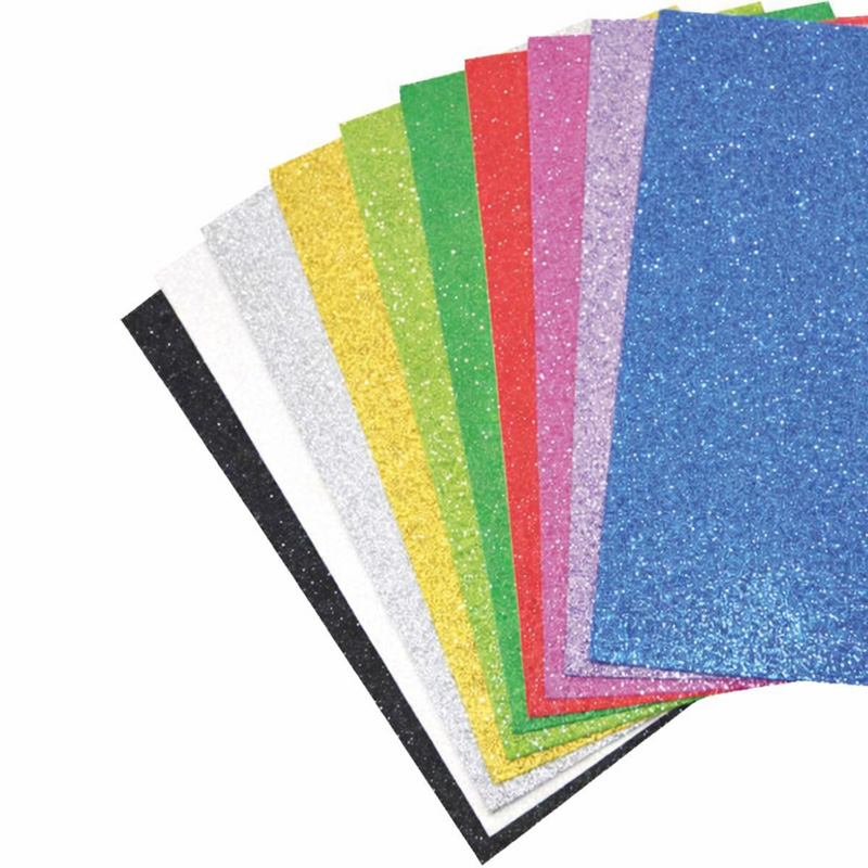 Moosgummi Glitter, 10 Blatt, DIN A4, 10 Farben