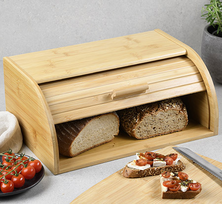 Brotkasten, Bambus mit Rollklappe L 40x B27x H17cm