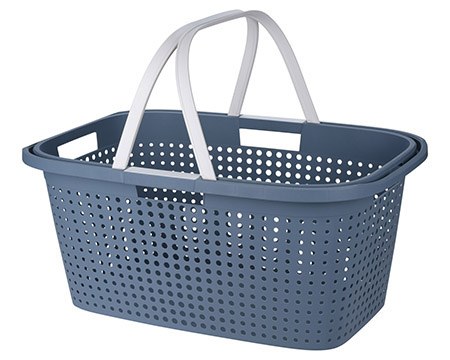 Wäschekorb blau, 45L Kunststoff PP 60x40x26cm