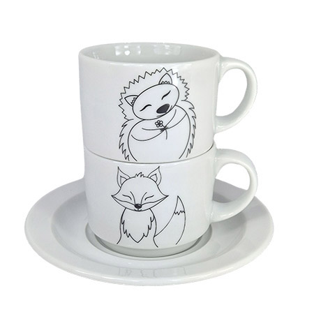 Obertasse 18cl, Motiv Fuchs, Waldbande stapelbar, Ø 7,8cm,