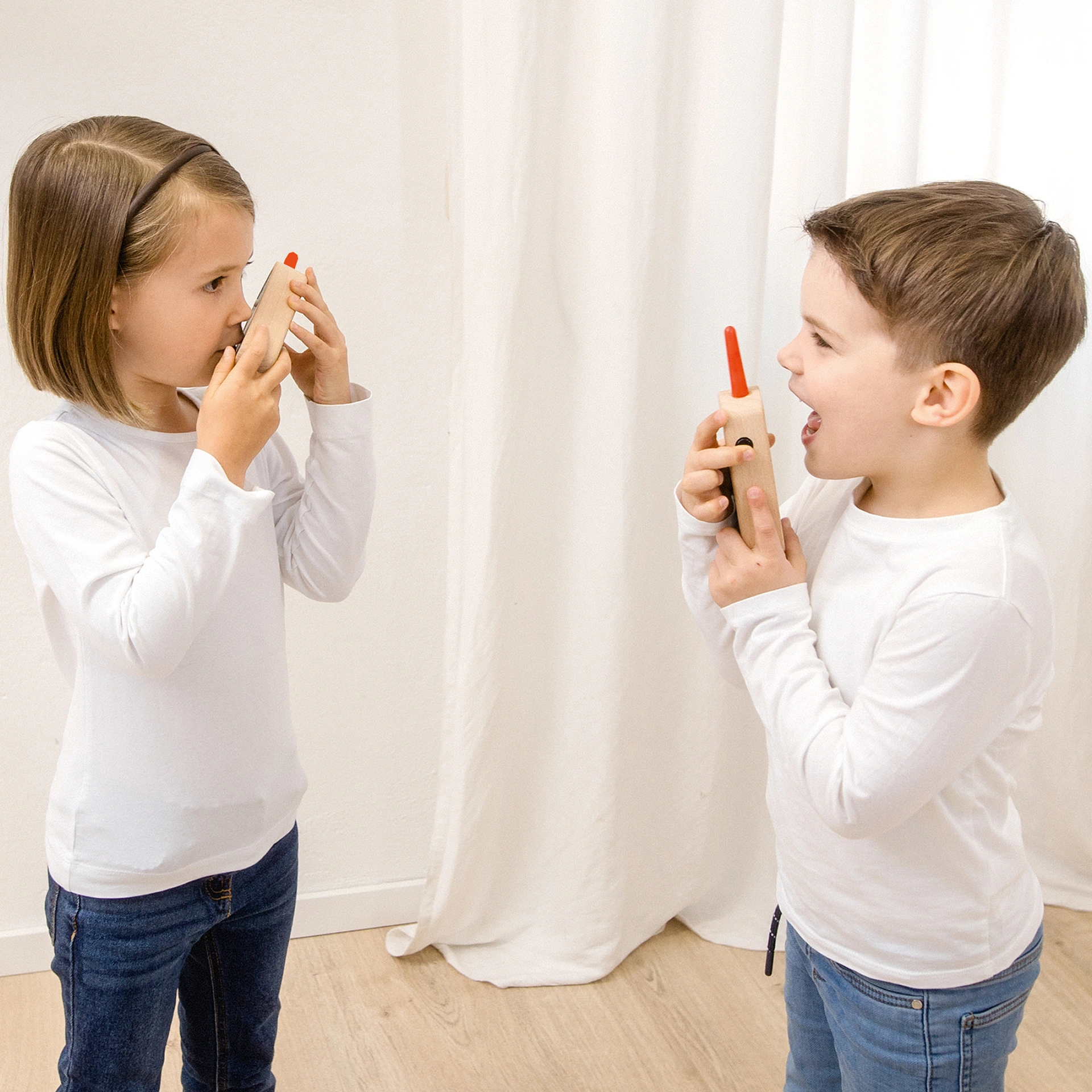 Kinder Funkgeräte aus Holz, 2er-Set