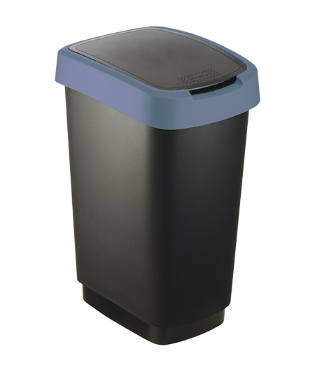 Schwingdeckeleimer 10L  schwarz/horizon-blue