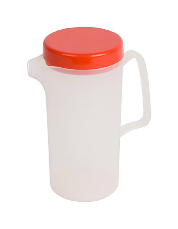Kanne 0,6L, transparent - roter Deckel Polypropylen,