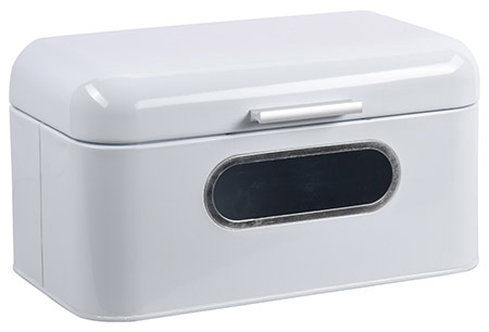 Brotbox, weiß, Metall mit Sichtfenster 30x18xH16cm