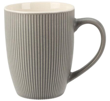 Kaffeebecher Rillen grau, 300ml Porzellan,