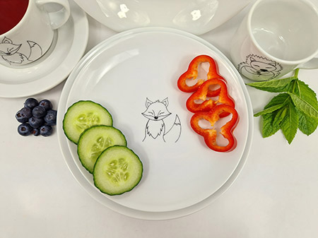Dessertteller Ø19cm, Motiv Fuchs, Waldbande Höhe 1,9cm,
