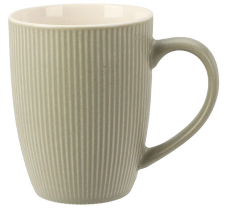 Kaffeebecher Rillen grau-grün, 300ml Porzellan,