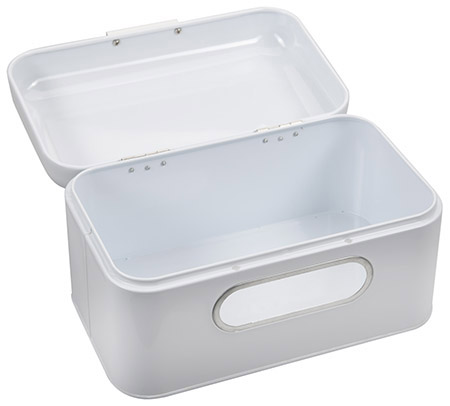 Brotbox, weiß, Metall mit Sichtfenster 30x18xH16cm