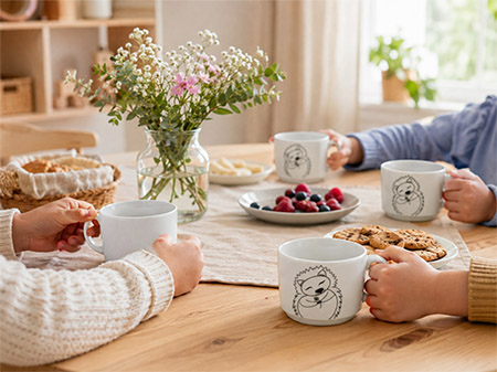 Obertasse 18cl, Motiv Igel, Waldbande stapelbar, Ø 7,8cm,