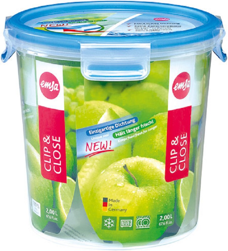 Frischhaltedose, rund 2,0 L, transparent/blau