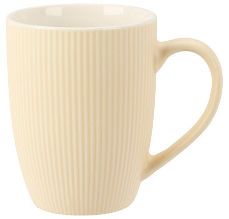 Kaffeebecher Rillen sand, 300ml Porzellan,