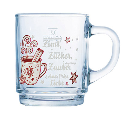 Tee-/Glühweinbecher mit Dekor, 25cl