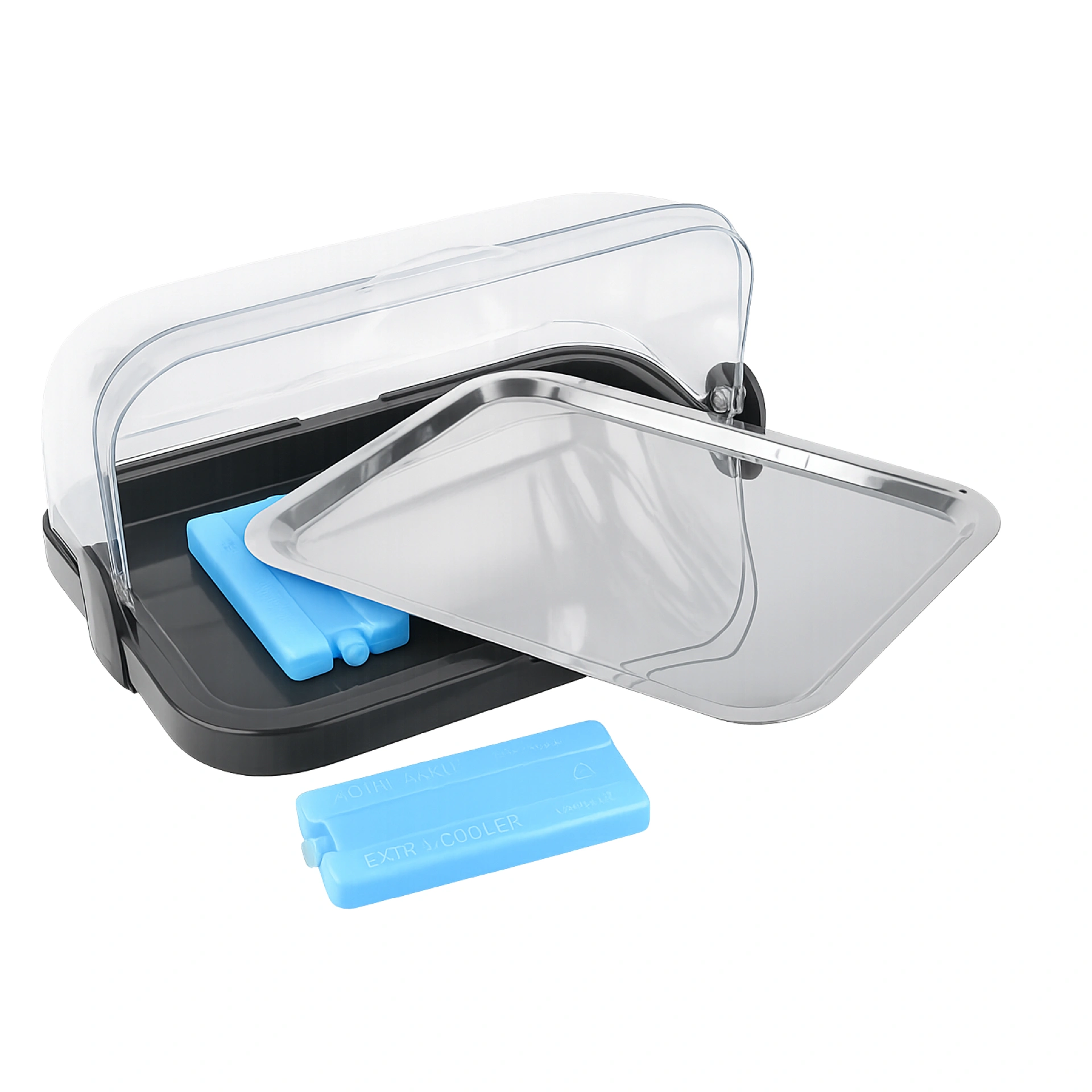 Thermo-Buffet-Vitrine, 4-tlg., schwarz 44x32x20,5cm