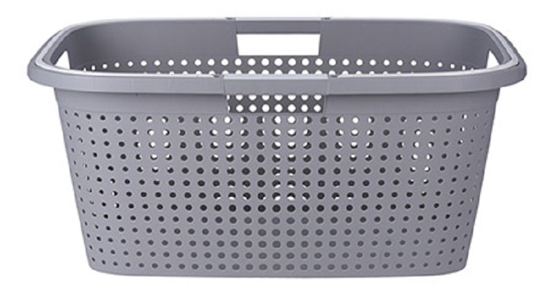 Wäschekorb grau, 45L Kunststoff PP 60x40x26cm