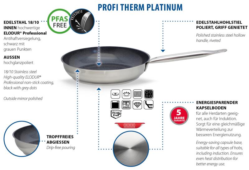 Pfanne Profi Therm Platinum, Ø24cm, Edelstahl