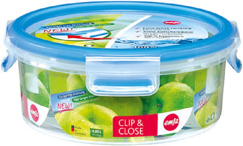 Frischhaltedose, rund 0,85 L, transparent/blau