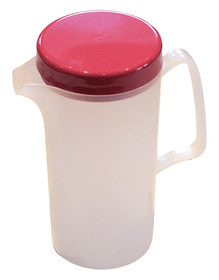 Kanne 0,6L, transparent - roter Deckel Polypropylen,