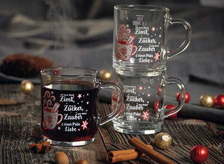 Tee-/Glühweinbecher mit Dekor, 25cl