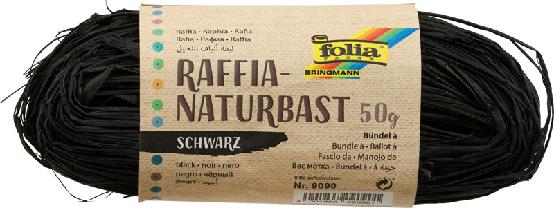 Raffia Naturbast, 1 Bündel, schwarz