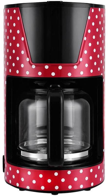 Kaffeemaschine rot/weiße Punkte, 1,5 L, 900W