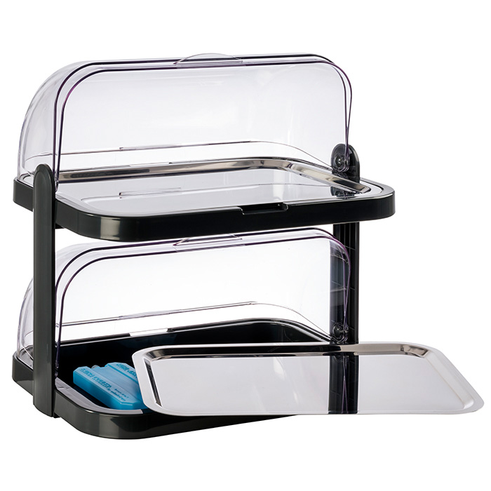 Thermo-Buffet-Vitrine schwarz, doppelt